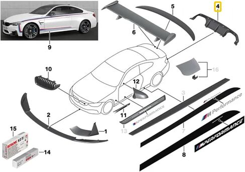 Genuine OEM Tail Light Diffuser For BMW M3 F80 51192350697 in Saudi Arabia