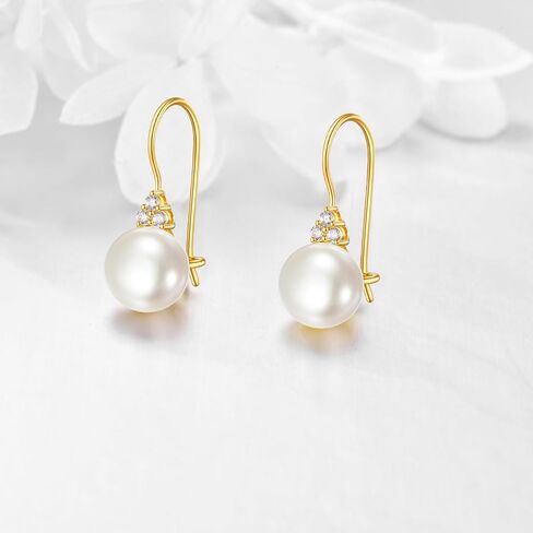 Kecho 14K Gold Freshwater Action Pearl أقراط صلبة ذهبية تتدلى قطرة الأركان الهدايا للمجوهرات للنساء in Saudi Arabia