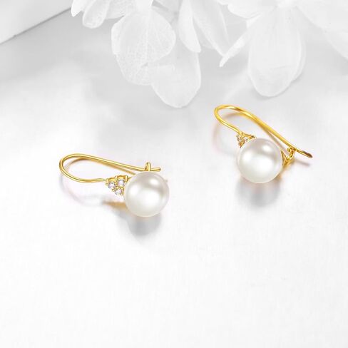 Kecho 14K Gold Freshwater Action Pearl أقراط صلبة ذهبية تتدلى قطرة الأركان الهدايا للمجوهرات للنساء in Saudi Arabia