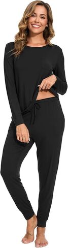 GYS Bamboo Viscose Sleep Sets for Women Long Sleeve Crew Neck Pajama Sets with Pockets in Saudi Arabia