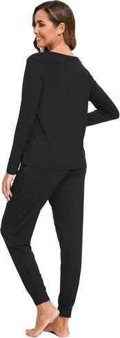 GYS Bamboo Viscose Sleep Sets for Women Long Sleeve Crew Neck Pajama Sets with Pockets in Saudi Arabia