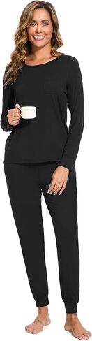GYS Bamboo Viscose Sleep Sets for Women Long Sleeve Crew Neck Pajama Sets with Pockets in Saudi Arabia