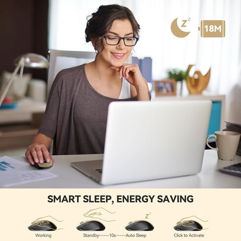 TECKNET Wireless Mouse for Laptop, 2.4G Wireless Bluetooth Mouse, 2-in-1 (BT 5.0/3.0+2.4Ghz) Mouse, 6-Level Adjustable 4000 DPI, USB Portable Mouse in Saudi Arabia