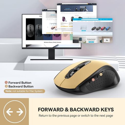 TECKNET Wireless Mouse for Laptop, 2.4G Wireless Bluetooth Mouse, 2-in-1 (BT 5.0/3.0+2.4Ghz) Mouse, 6-Level Adjustable 4000 DPI, USB Portable Mouse in Saudi Arabia