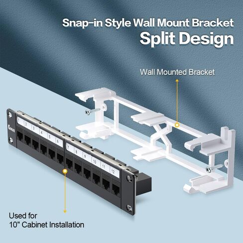 12 منفذ فارغة Keystone Patch Mount Wall 10inch مع لوحة تصحيح 89D Bracket Ethernet in Kuwait