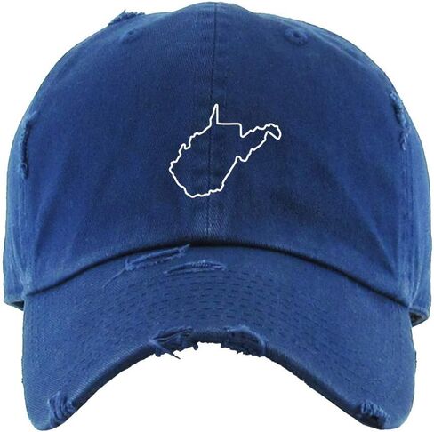 West Virginia Map Outline Dad Vintage Baseball Cap Embroidered Cotton Adjustable Distressed Dad Hat in Saudi Arabia