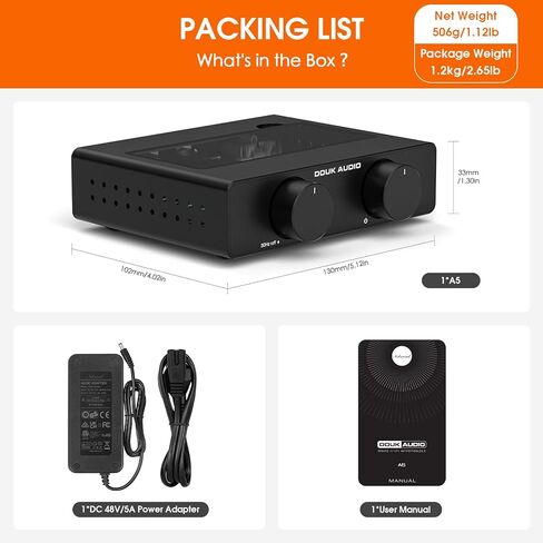 Douk Audio A5 2 Channel TPA3255 Stereo AMP ، 300 Watts X2 Mini Hi-Fi Audio Power Class D Class D لنظام المسرح المنزلي ، مكبرات صوت أبراج رفكات سلبية مع مرشح تمرير عالي + مزود طاقة 32 فولت in Kuwait