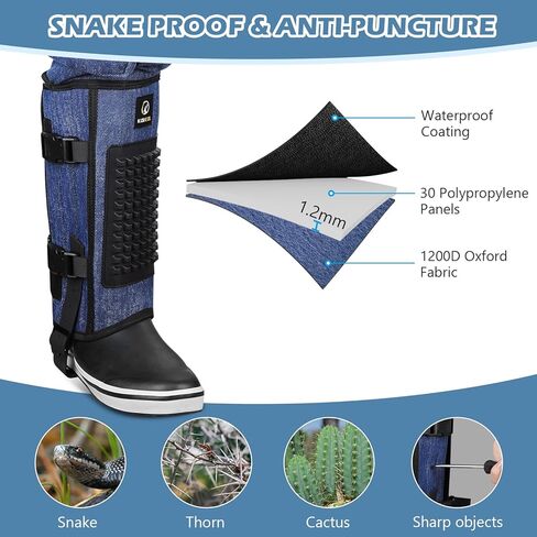 Kalkal Snake Gaiters, 1200D Waterproof Snake Chaps Snake Bite Protection for Ankle to Thigh, Snake Proof Gaiters Snake Guards with Adjustable Size for Men Women in Kuwait