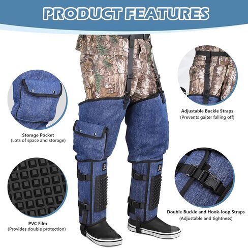 Kalkal Snake Gaiters, 1200D Waterproof Snake Chaps Snake Bite Protection for Ankle to Thigh, Snake Proof Gaiters Snake Guards with Adjustable Size for Men Women in Kuwait