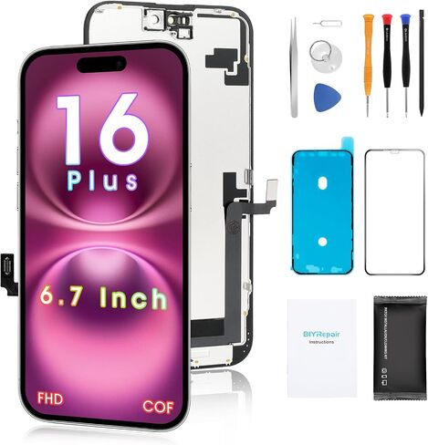 لاستبدال شاشة iPhone 16 ، 6.1 '، COF FHD 3D Touch Display Kit Full Repair ، مجموعة أرقام مع مجموعة أدوات ، زجاج مقسى ، تعليمات in Kuwait