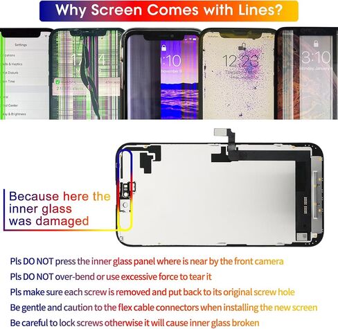 لاستبدال شاشة iPhone 16 ، 6.1 '، COF FHD 3D Touch Display Kit Full Repair ، مجموعة أرقام مع مجموعة أدوات ، زجاج مقسى ، تعليمات in Kuwait