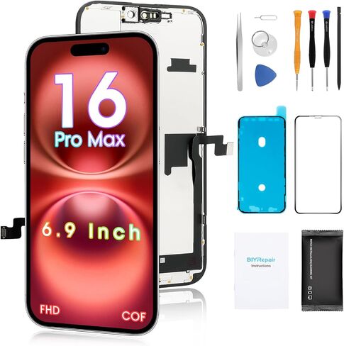 لاستبدال شاشة iPhone 16 ، 6.1 '، COF FHD 3D Touch Display Kit Full Repair ، مجموعة أرقام مع مجموعة أدوات ، زجاج مقسى ، تعليمات in Kuwait