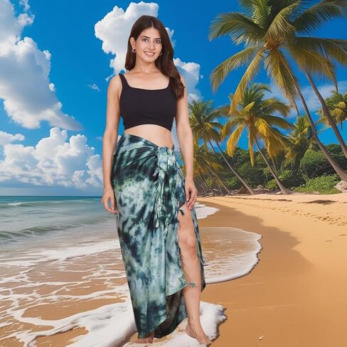 تغطية Cotsiler Rayon Sarong للنساء على الشاطئ تغطية تنورة السباحة التفاف باريو تغطية ربطة عنق 67 بوصة × 45 بوصة in Kuwait