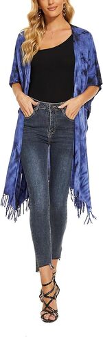 Beautybatik Women Hippie Gypsy Tie Dye Kimono Cardigan Shawl Wrap Swimsuit Cover Up Jacket One Size in Saudi Arabia