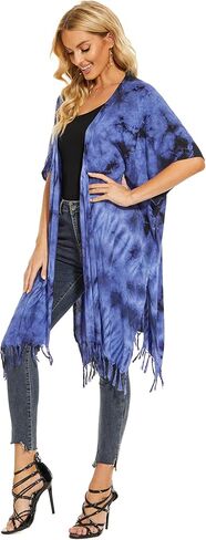 Beautybatik Women Hippie Gypsy Tie Dye Kimono Cardigan Shawl Wrap Swimsuit Cover Up Jacket One Size in Saudi Arabia