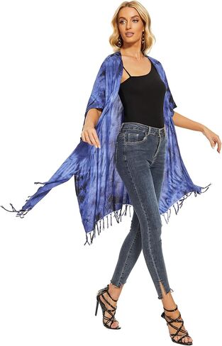 Beautybatik Women Hippie Gypsy Tie Dye Kimono Cardigan Shawl Wrap Swimsuit Cover Up Jacket One Size in Saudi Arabia