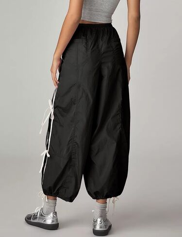 Zhiyouni Parachute Pants for Women Elastic High Waist Full Twist Hiking Cargo Pants Trousers in Kuwait