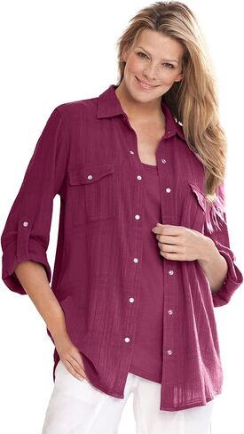 Woman Within Plus Size Cotton Gauze Bigshirt in Saudi Arabia