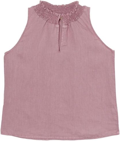 Amazhiyu Women's 100% Linen Plant-Dyed Summer Sleeveless Top Mock Neck Blouse in Saudi Arabia