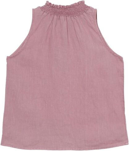 Amazhiyu Women's 100% Linen Plant-Dyed Summer Sleeveless Top Mock Neck Blouse in Saudi Arabia