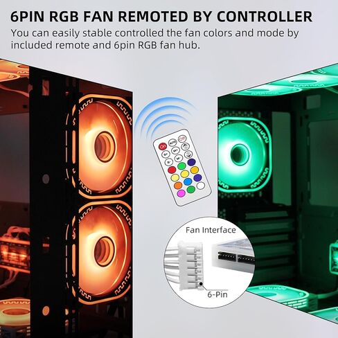 120mm RGB Case Fans 12V Quiet Gaming PC Computer LED CPU Cooler Chassis Fans with Adjustable Color Controlled by Remote 3-Pack Black in Kuwait