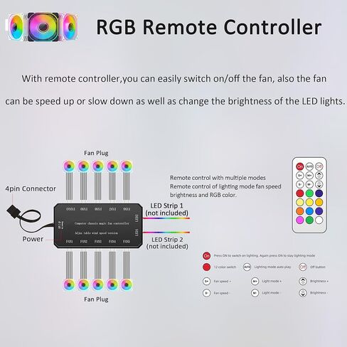 120mm RGB Case Fans 12V Quiet Gaming PC Computer LED CPU Cooler Chassis Fans with Adjustable Color Controlled by Remote 3-Pack Black in Kuwait