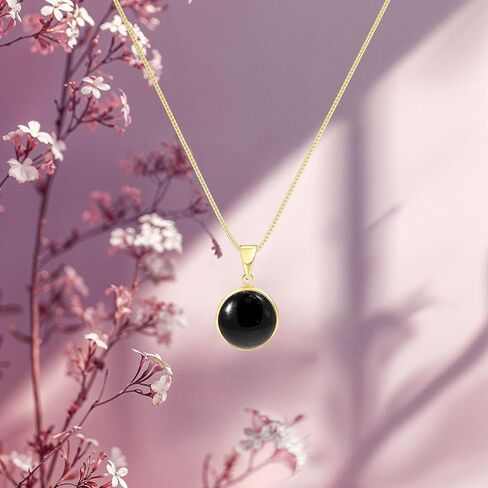14K Gold Black Onyx Necklace for Women - Solid Gold Necklace - Onyx Pendant - Gold Pendant Necklace - Gothic Necklace - Birthstone Necklace for Women - Onyx Jewelry for Women in Saudi Arabia
