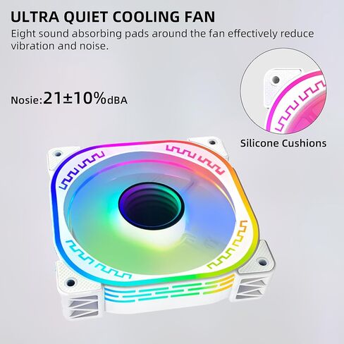 120mm RGB Case Fans 12V Quiet Gaming PC Computer LED CPU Cooler Chassis Fans with Adjustable Color Controlled by Remote 3-Pack Black in Kuwait