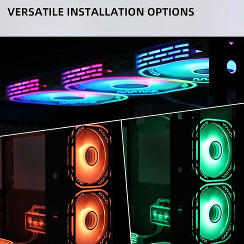 120mm RGB Case Fans 12V Quiet Gaming PC Computer LED CPU Cooler Chassis Fans with Adjustable Color Controlled by Remote 3-Pack Black in Kuwait