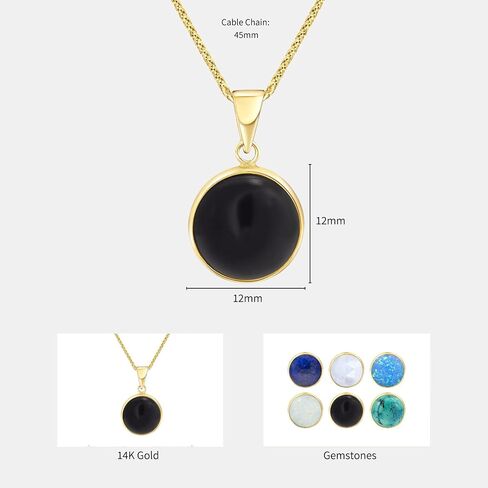 14K Gold Black Onyx Necklace for Women - Solid Gold Necklace - Onyx Pendant - Gold Pendant Necklace - Gothic Necklace - Birthstone Necklace for Women - Onyx Jewelry for Women in Saudi Arabia