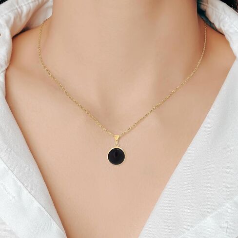 14K Gold Black Onyx Necklace for Women - Solid Gold Necklace - Onyx Pendant - Gold Pendant Necklace - Gothic Necklace - Birthstone Necklace for Women - Onyx Jewelry for Women in Saudi Arabia