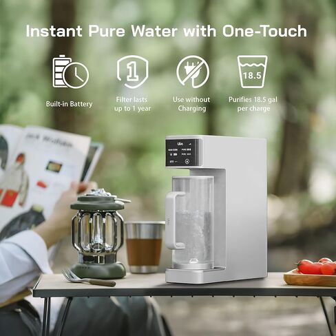 Electric Camping Water Filter, Portable Water Purifier for Travel, 5-Stage RO Water Filtration System Survival, with Reverse Charging, Moonlight White in Saudi Arabia