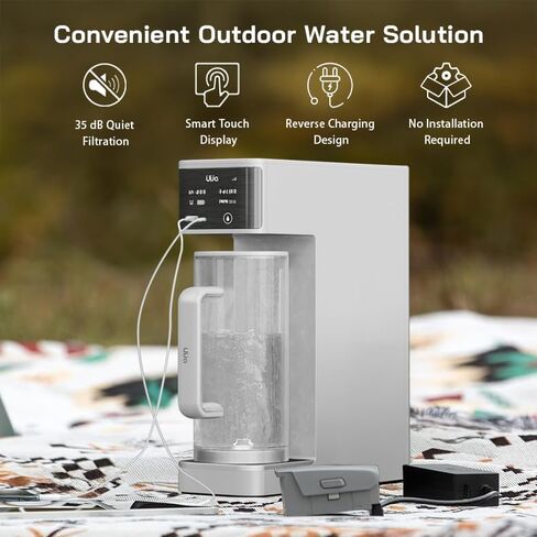 Electric Camping Water Filter, Portable Water Purifier for Travel, 5-Stage RO Water Filtration System Survival, with Reverse Charging, Moonlight White in Saudi Arabia