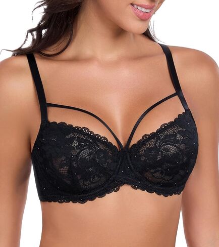 Women's See Through Lace Bra Sexy Underwire Full Coverage Plus Size Unlined Everyday Bras in Saudi Arabia