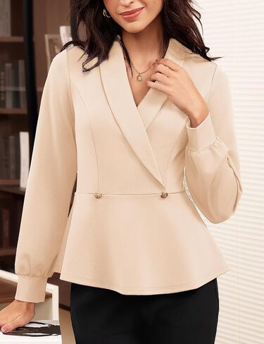 GRACE KARIN 2025 Women's Long Sleeve Blouses Fall Surplice Wrap V Neck Peplum Tops Dressy Elegant Formal Work Business Shirts in Saudi Arabia