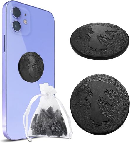 2 Pcs Shungite Sticker for Cell Phone + Raw Shungite Stones Set - 30 mm/1.18 inch Shungite Plate for Laptop Computer Cross in Saudi Arabia
