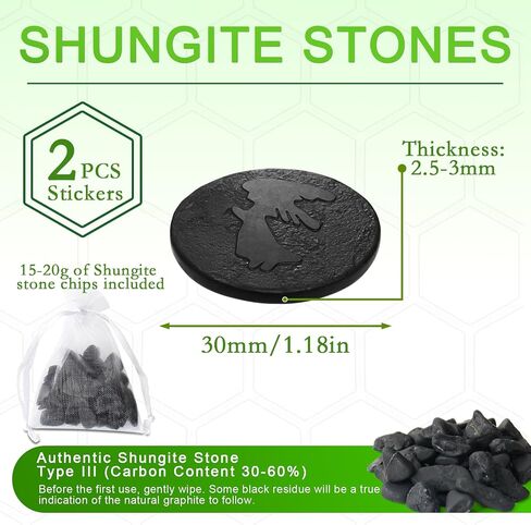 2 Pcs Shungite Sticker for Cell Phone + Raw Shungite Stones Set - 30 mm/1.18 inch Shungite Plate for Laptop Computer Cross in Saudi Arabia