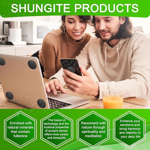 2 Pcs Shungite Sticker for Cell Phone + Raw Shungite Stones Set - 30 mm/1.18 inch Shungite Plate for Laptop Computer Cross in Saudi Arabia