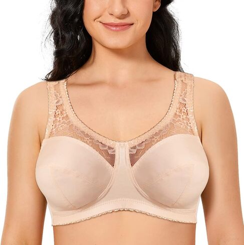 TELIMUSSTO Women's Full Figure Minimizer Bras Wirefree Plus Size Comfort Non Padded Bra in Kuwait