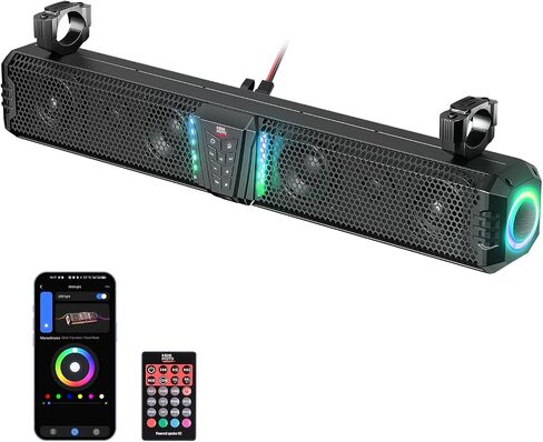 KEMIMOTO 2025 Midnight 80 32-inch UTV Sound Bar, IP66 Waterproof Golf Cart Sound Bar, ATV Speaker Bluetooth with RGB, SxS Soundbar Compatible with Polaris RZR Can-Am w/ 1.25 in - 2 in Roll Bar in Saudi Arabia