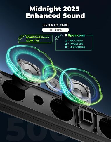 KEMIMOTO 2025 Midnight 80 32-inch UTV Sound Bar, IP66 Waterproof Golf Cart Sound Bar, ATV Speaker Bluetooth with RGB, SxS Soundbar Compatible with Polaris RZR Can-Am w/ 1.25 in - 2 in Roll Bar in Saudi Arabia