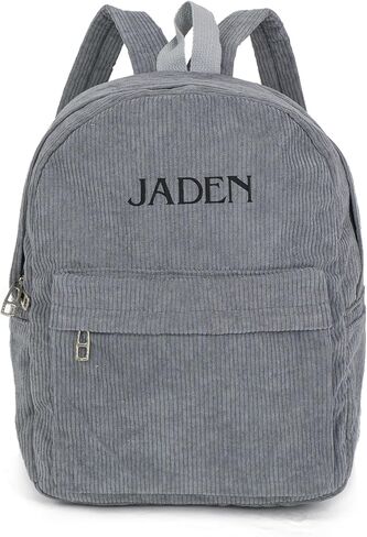 MT WORLD Corduroy Backpack,Personalized Toddler Backpack,Personalized Backpack for Boys,Monogrammed Gray Corduroy Mini Backpack,Customized Kids Backpack with Name,Embroidered Backpack for Child in Saudi Arabia