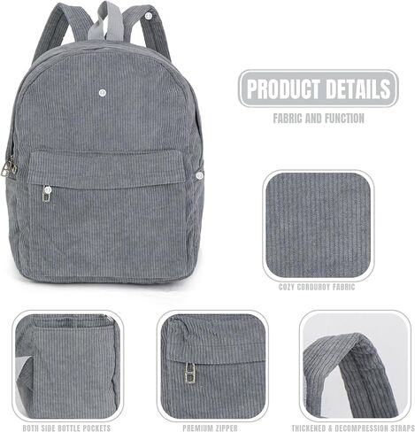 MT WORLD Corduroy Backpack,Personalized Toddler Backpack,Personalized Backpack for Boys,Monogrammed Gray Corduroy Mini Backpack,Customized Kids Backpack with Name,Embroidered Backpack for Child in Saudi Arabia