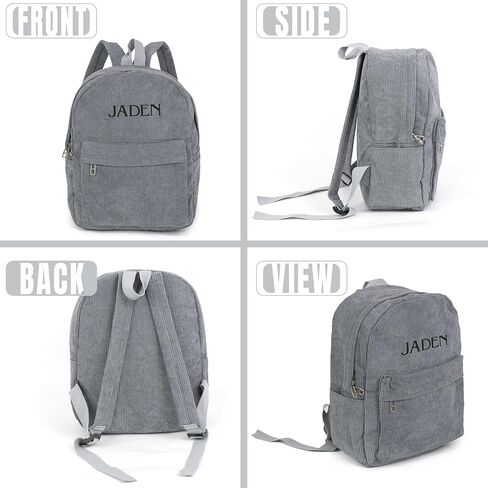 MT WORLD Corduroy Backpack,Personalized Toddler Backpack,Personalized Backpack for Boys,Monogrammed Gray Corduroy Mini Backpack,Customized Kids Backpack with Name,Embroidered Backpack for Child in Saudi Arabia
