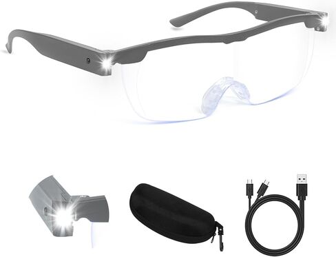 Magnifying Glasses with Light, 200% Magnification, USB Rechargeable LED Lighted Magnifying Glass, Anti Blue Light, Hands Free Head Magnifier Eyeglasses for Close Work, Hobbies, Reading, Craft in Kuwait