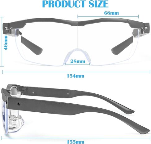 Magnifying Glasses with Light, 200% Magnification, USB Rechargeable LED Lighted Magnifying Glass, Anti Blue Light, Hands Free Head Magnifier Eyeglasses for Close Work, Hobbies, Reading, Craft in Kuwait