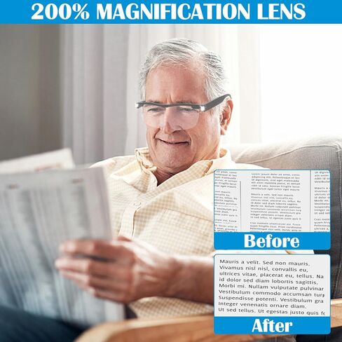 Magnifying Glasses with Light, 200% Magnification, USB Rechargeable LED Lighted Magnifying Glass, Anti Blue Light, Hands Free Head Magnifier Eyeglasses for Close Work, Hobbies, Reading, Craft in Kuwait