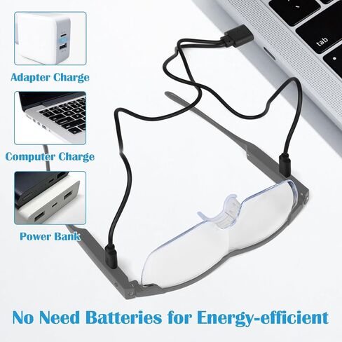 Magnifying Glasses with Light, 200% Magnification, USB Rechargeable LED Lighted Magnifying Glass, Anti Blue Light, Hands Free Head Magnifier Eyeglasses for Close Work, Hobbies, Reading, Craft in Kuwait