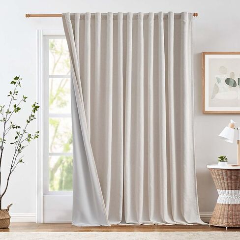 Jinchan Linen 100 ٪ Strainout Blaming Stain لغرفة المعيشة منزلق الباب الزجاجي 100wx96l بوصة خام إضافي مزرعة زراعة معزولة معزولة القضيب الجيب. in Saudi Arabia
