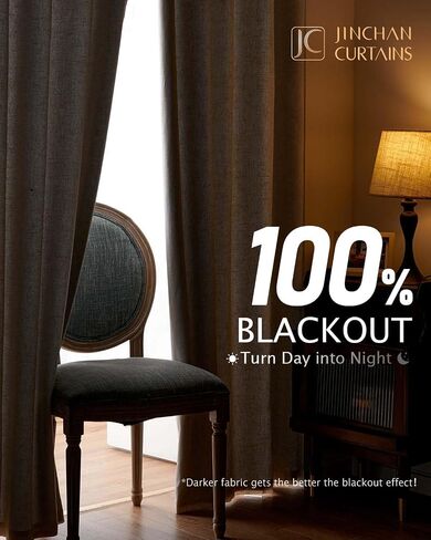 Jinchan Linen 100 ٪ Strainout Blaming Stain لغرفة المعيشة منزلق الباب الزجاجي 100wx96l بوصة خام إضافي مزرعة زراعة معزولة معزولة القضيب الجيب. in Saudi Arabia